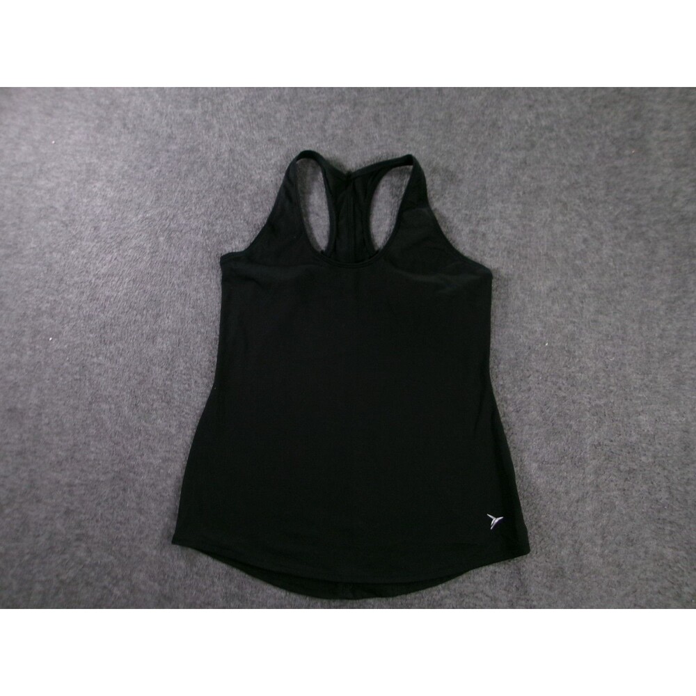 Active Old Navy Tank Top Womens Medium Black Go Dry Logo Athleisure Race Back